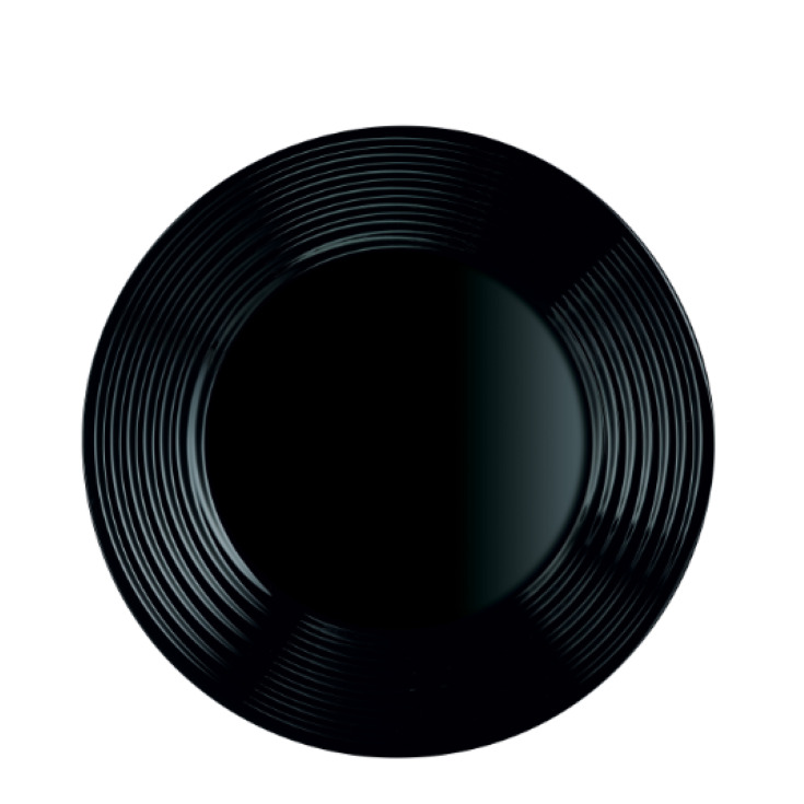 Plato Llano Vidrio Harena Negro 25cm 