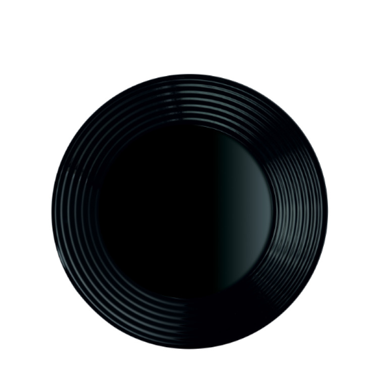 Plato Hondo Vidrio Harena Negro 23,5cm