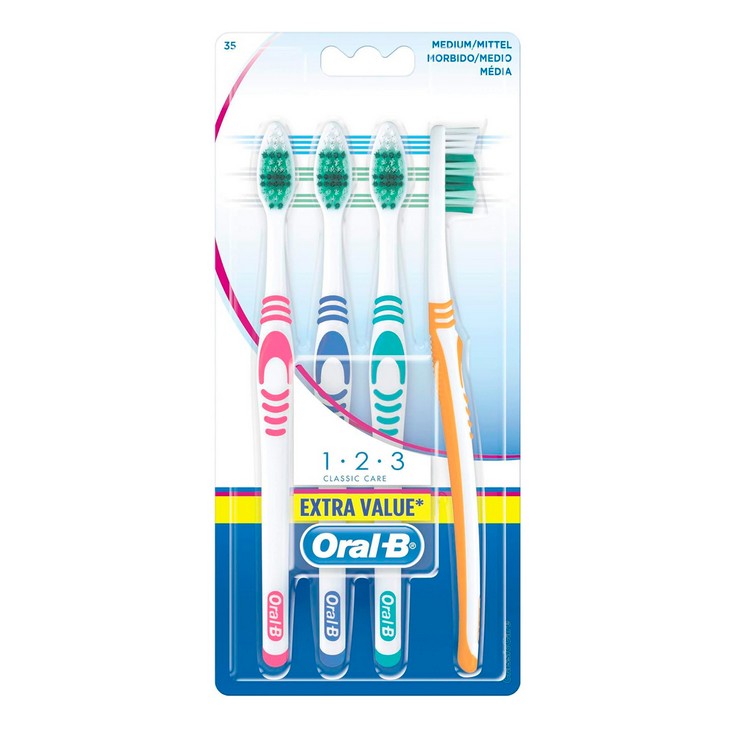 Cepillo de dientes medio Shiny Clean Oral B - 4 uds