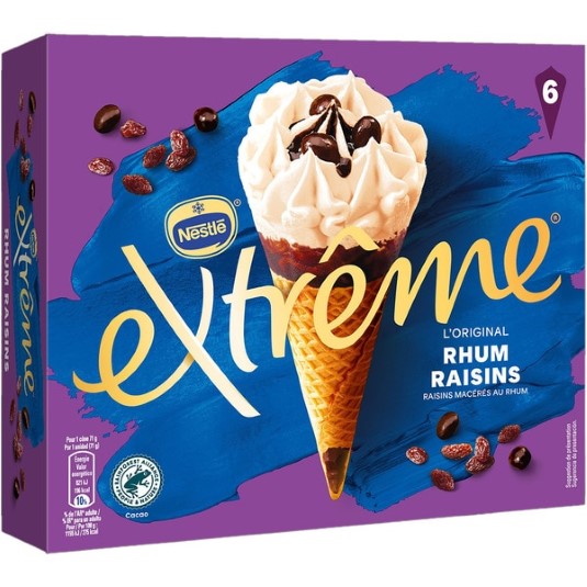 Cono de helado de ron con pasas Extrême - 6 uds