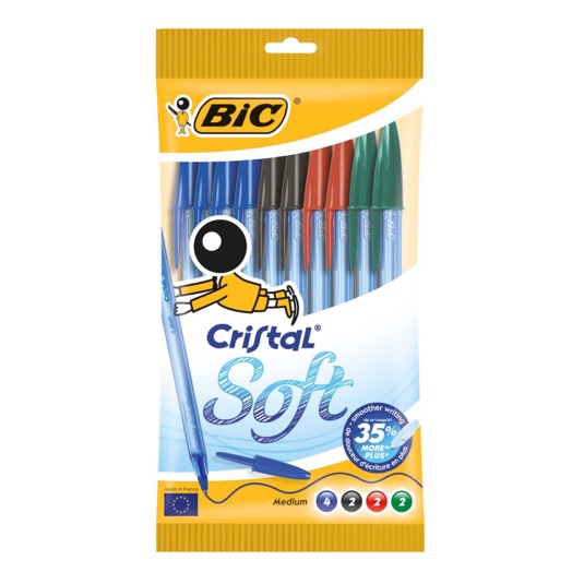 Bolígrafos Cristal Soft Colores - 10 uds