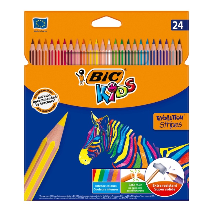 24 lápices de colores BIC - Evolution Stripes