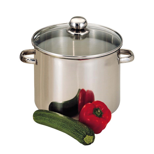 OLLA ALTA INOX C/TAPA VIDRIO 28cm/13,5L.