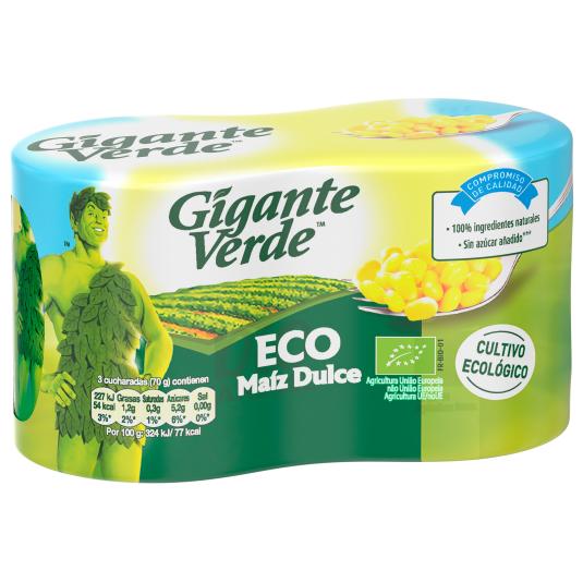 Maíz dulce ecológico Gigante Verde - 2x160g