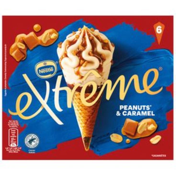 Cono de helado de cacahuete y caramelo Extrême - 6x120ml