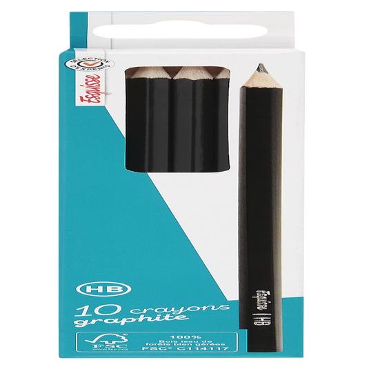 Pack de 10 lapiceros de grafito HB con goma de borrar