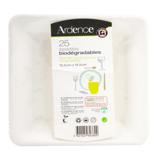 Platos Cuadrados Biodegradables 25 uds