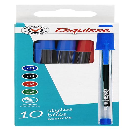 Paquete de 10 bolígrafos variados