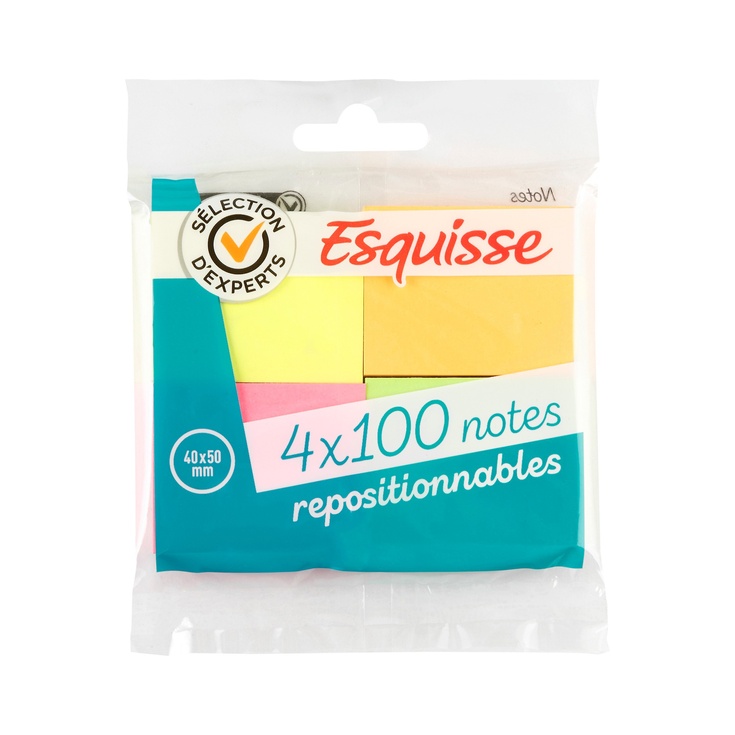 Blocs de notas reposicionables de 40 x 50 mm