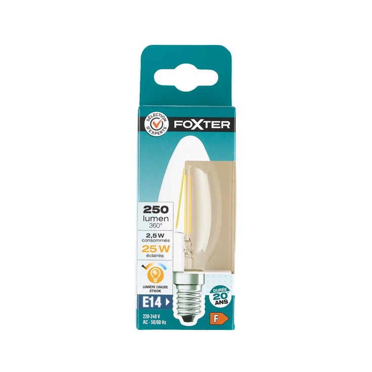 SE Bombilla LED vidrio transp. filamento llama 2,5W 25 E14