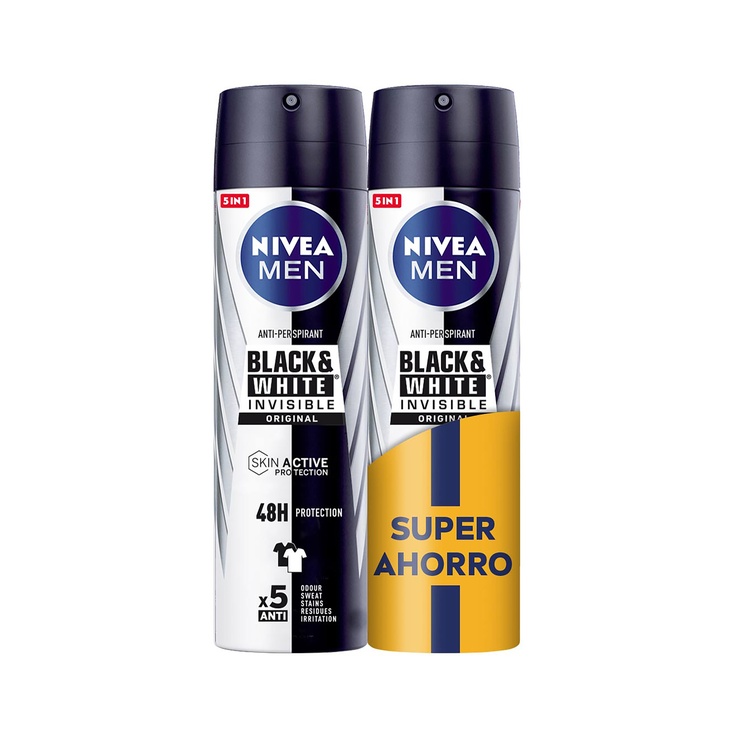 NIVEA DEO SPRAY MEN DUPLO 2UDS INVISIBLE FOR BLACK & WHITE