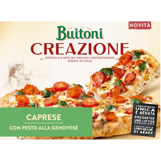Pizza con tomate cherry,salsa pesto y queso - 435g