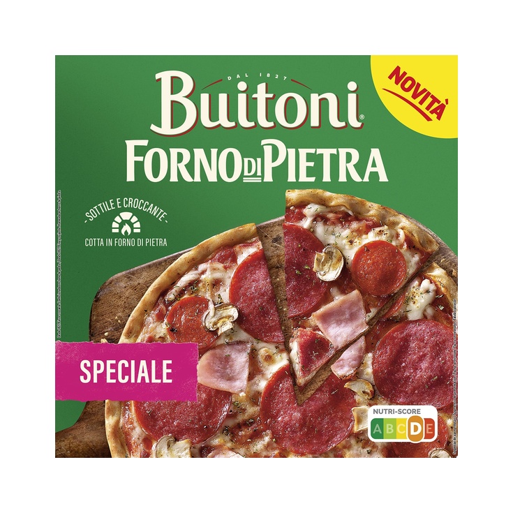Pizza Speciale croccante con salami, jamón cocido pepperoni