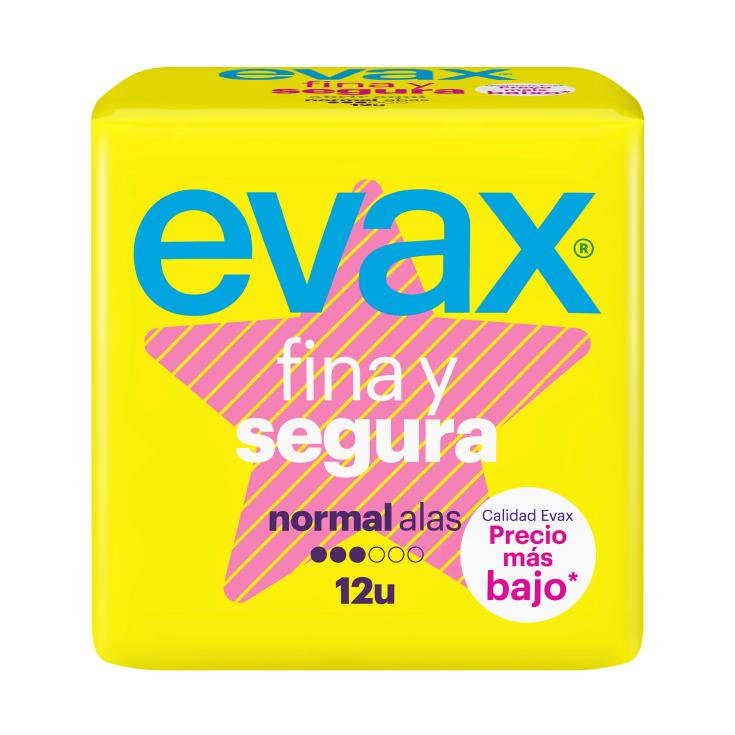 Compresas Fina y Segura Alas Normal - Evax - 12 uds