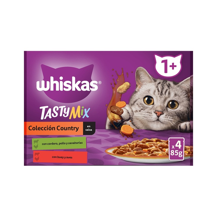 Comida húmeda para gatos adultos +1 año Whiskas Tasty Mix 