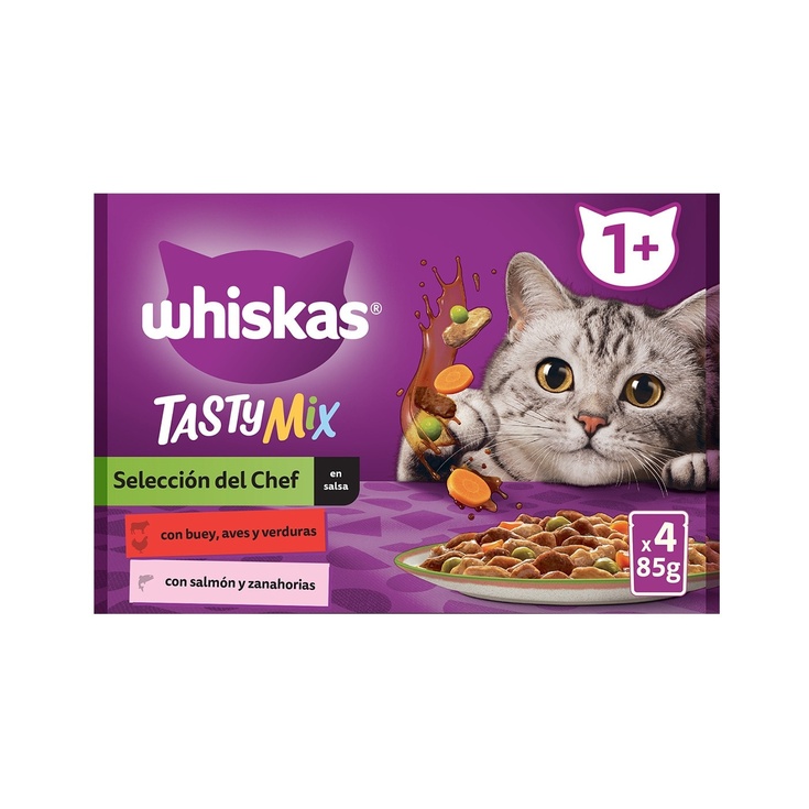 Comida húmeda para gatos adultos +1 año Whiskas Tasty Mix