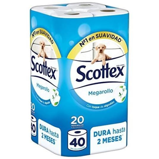 Papel higiénico Megarollo - Scottex - 20 rollos