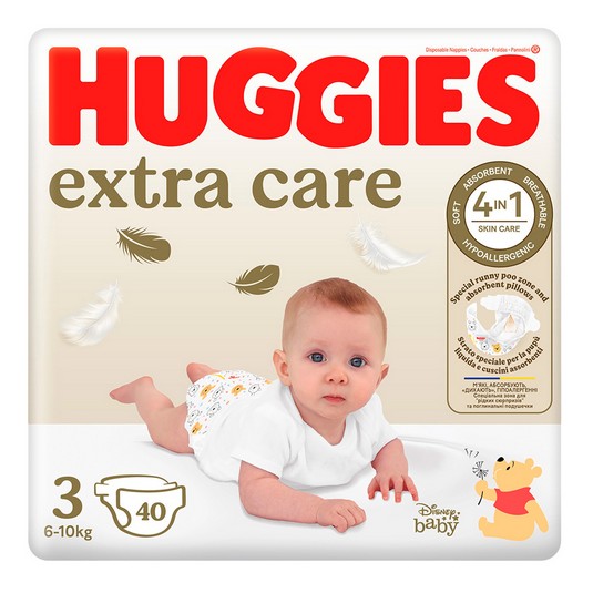 Pañales extra care 6-10 kg Talla 3 - Huggies - 40 uds