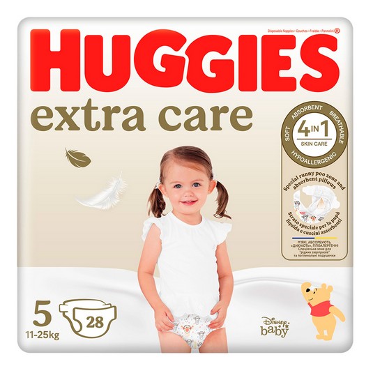 Pañales extra care 11-25 kg Talla 5 - Huggies - 28 uds