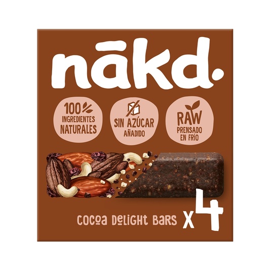 Barritas de frutos secos cacao 100% naturales - Nakd - 140g