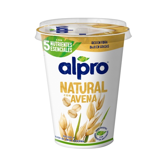 Yogur vegetal de soja natural con avena