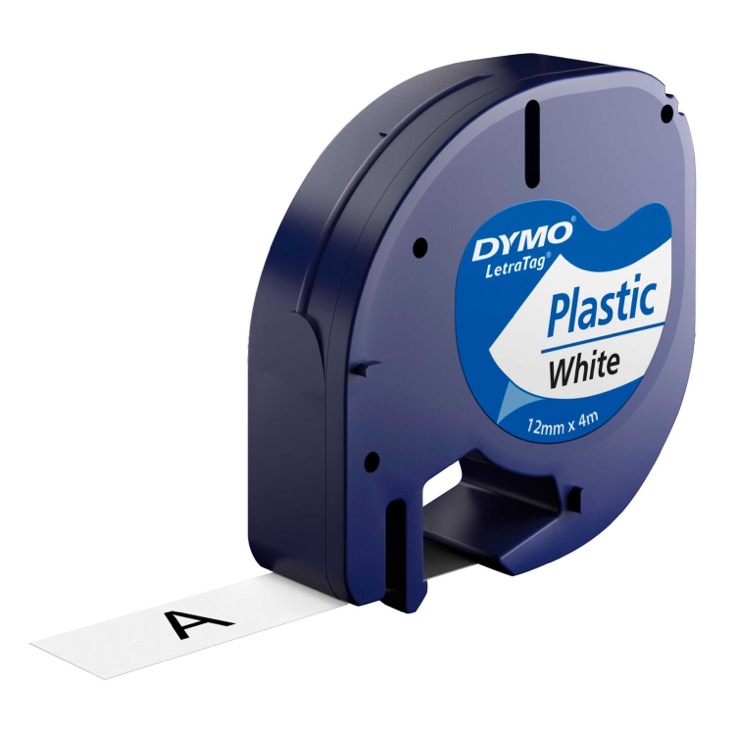 Cinta impesora etiquetas Dymo Plastic White - 12mm x 4m