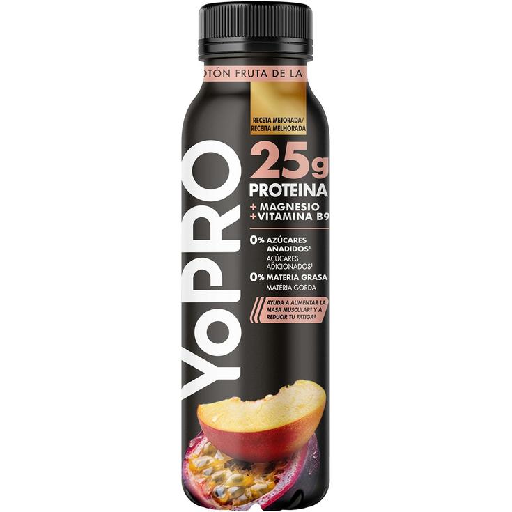 Yogur líquido con proteínas sabor melocotón y fruta 