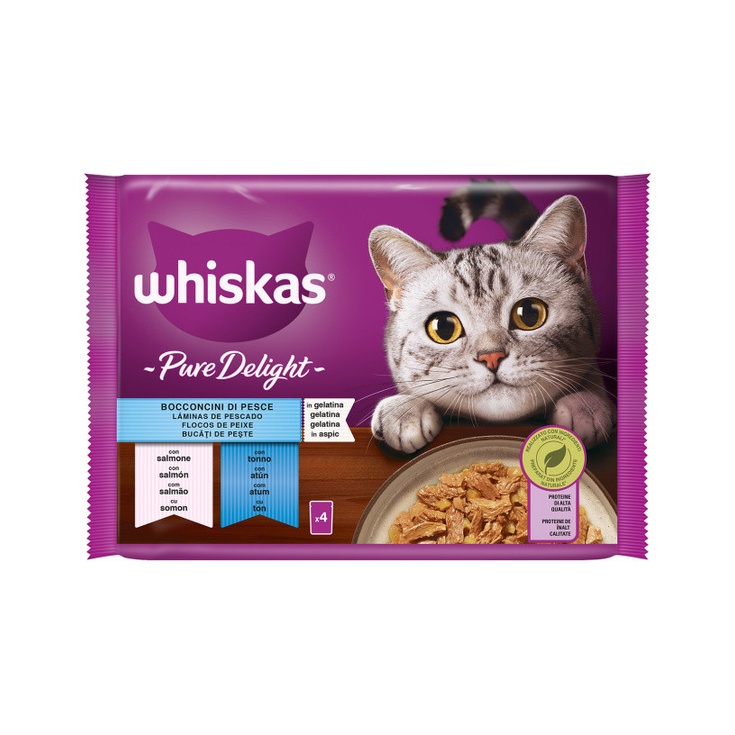 Whiskas Pack Pure Delight Salmón y Atún 4uni 85gr