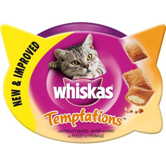 Snacks para Gatos Pollo y Queso Temptations - Whiskas - 60g