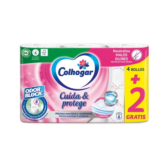 Papel higiénico cuida y protege - 4+2 uds