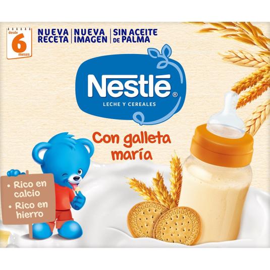 Papilla con leche y cereales C/ galleta maría Nestlé - 2x250