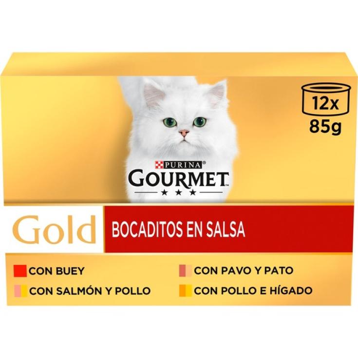 Comida húmeda bocaditos en salsa - Gourmet Gold - 12x85g