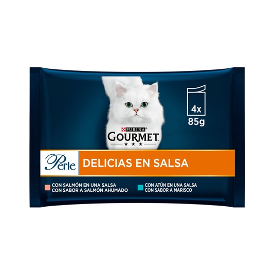 Comida húmeda para gatos Delicias en Salsa con atún 4x85g