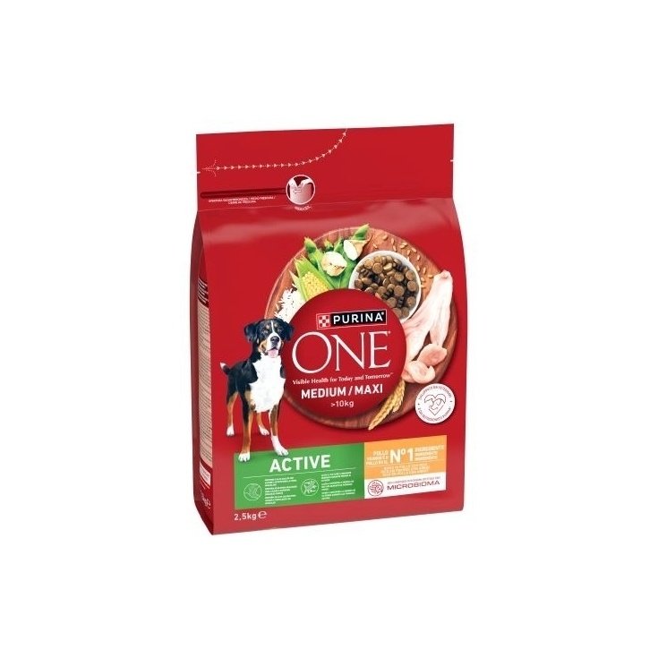 COMIDA PERRO ACTIVE POLLO CON ARROZ PURINA ONE 2,5 KG.