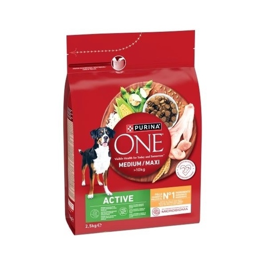 COMIDA PERRO ACTIVE POLLO CON ARROZ PURINA ONE 2,5 KG.