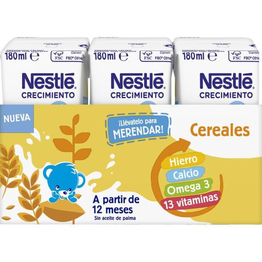 Leche infantil cereales Nestlé Crecimiento - 3x180ml