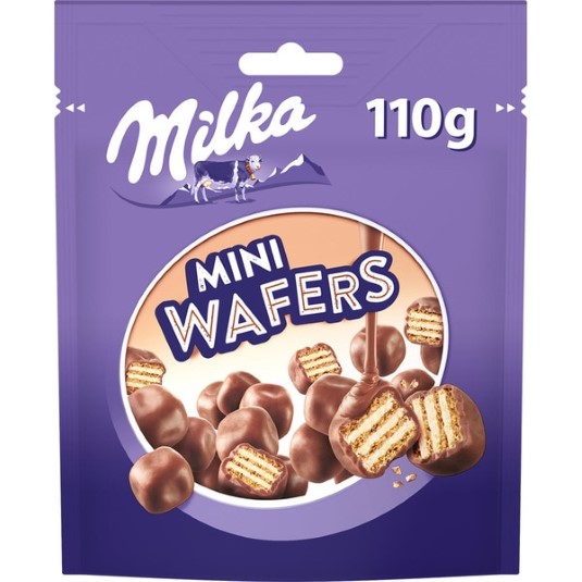 Galletas de barquillo Mini Wafers Milka - 110g