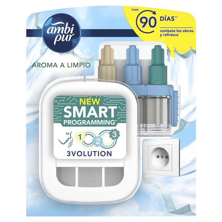 Ambientador eléctrico aroma a limpio 3 fragancias