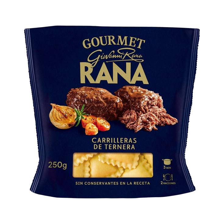 Pasta fresca ravioli al huevo relleno con carrilleras 250gr