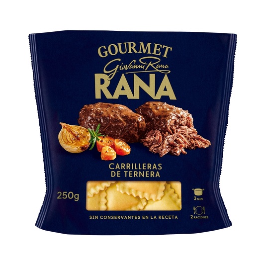 Pasta fresca ravioli al huevo relleno con carrilleras 250gr