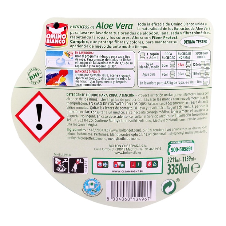 Detergente Líquido Aloe Vera 50 lavados