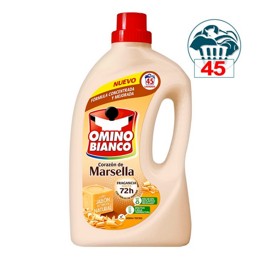 Detergente líquido corazón Marsella Omino Bianco 45 lavados