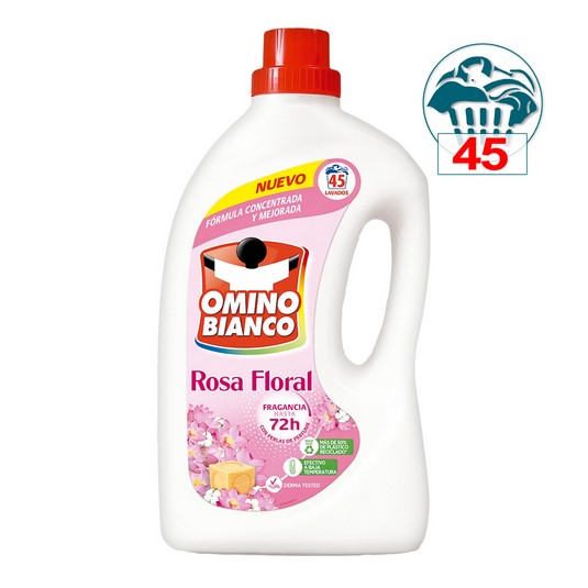 Detergente líquido Rosa Floral Omino Bianco 45 lavados