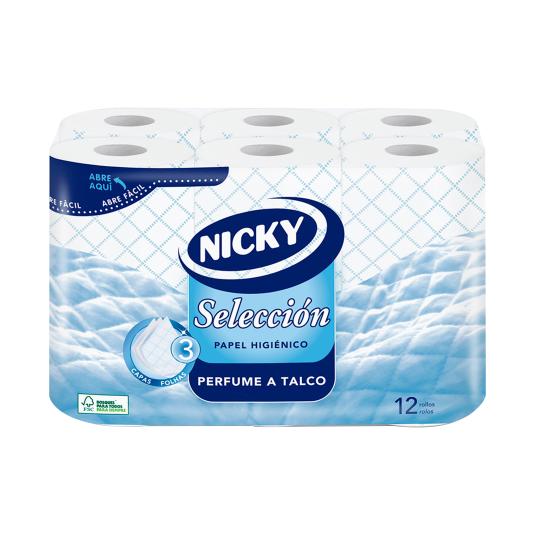 Papel higiénico acolchado Nicky - 12 uds