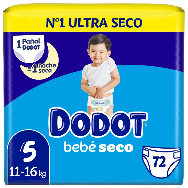 Pañales bebé seco Talla 5 Dodot - 72 uds