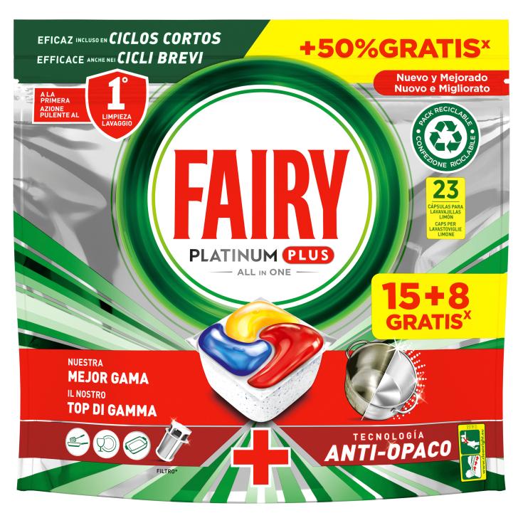 Lavavajillas cápsulas Platinum Limón Fairy - 15+8 uds