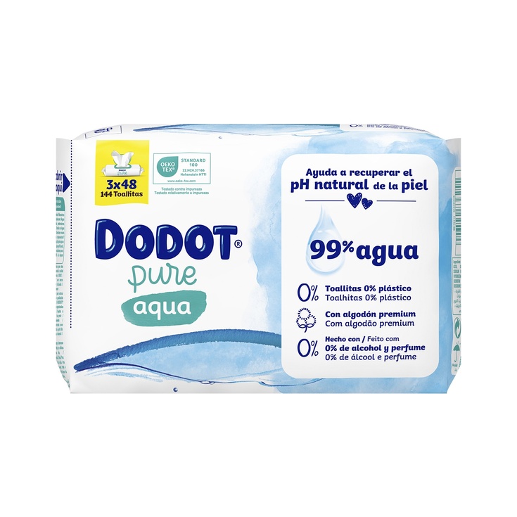 Toallitas infantiles Aqua Pure con algodón pack 3 paquetes 