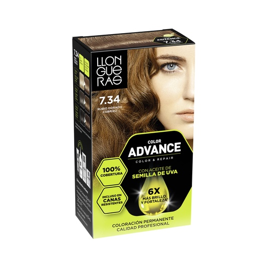 TINTE COLOR ADVANCED RUBIO DORADO COBRIZO Nº 7.34