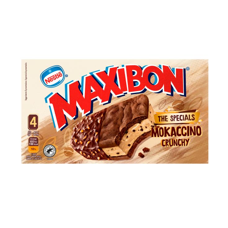 Sándwich de helado Mokaccino Crunchy 4 uds - Maxibon - 360ml