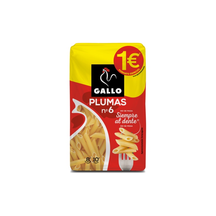 Pasta seca plumas 6 paquete 400 gr